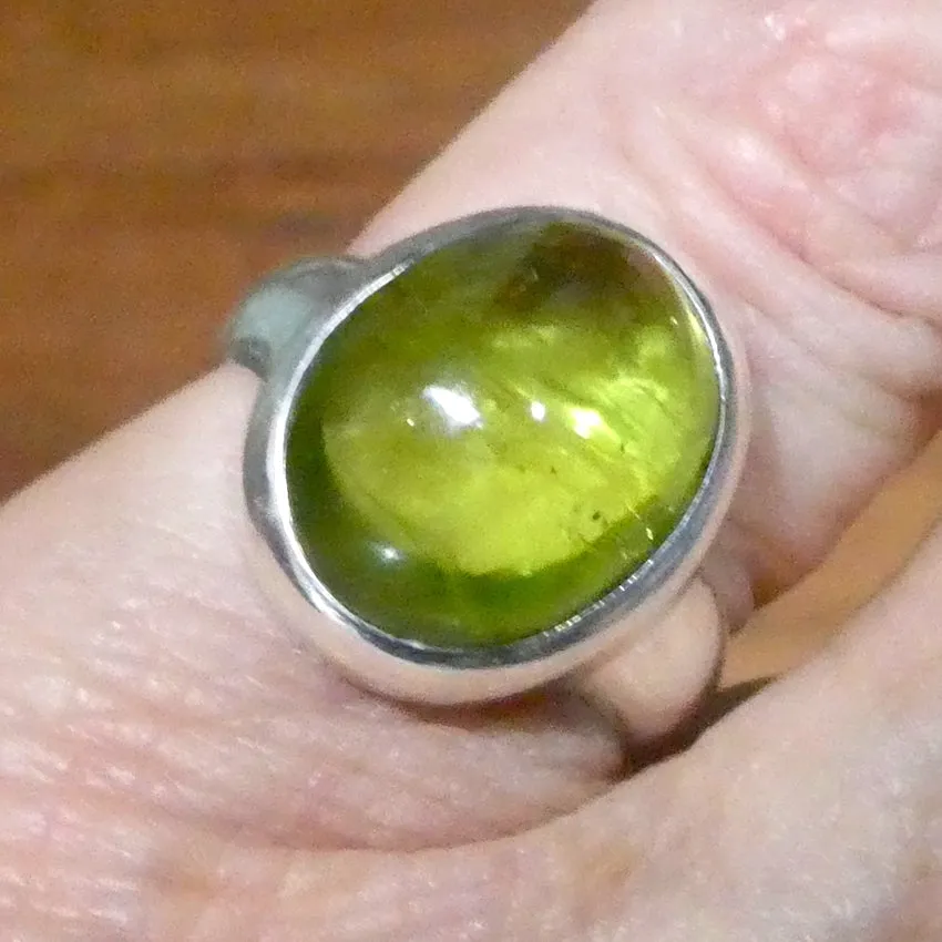 Peridot Ring, Large Cabochon Oval, 925 Silver p2