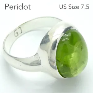 Peridot Ring, Large Cabochon Oval, 925 Silver p2