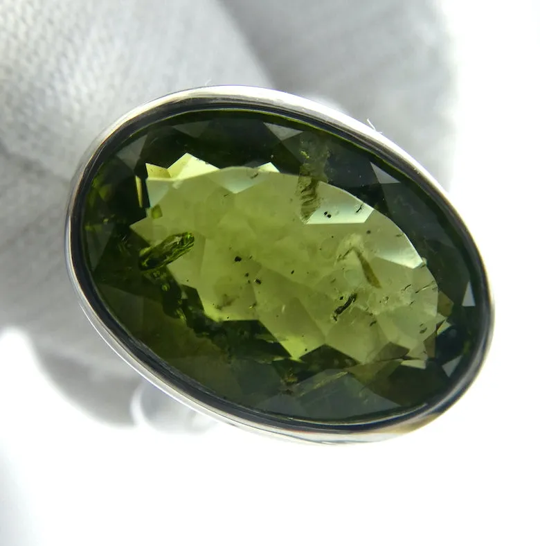 Peridot Ring, Large Faceted Oval, Size 7.75, Fine Sterling Silver, p5