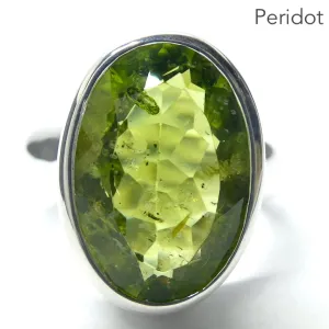 Peridot Ring, Large Faceted Oval, Size 7.75, Fine Sterling Silver, p5