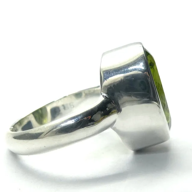 Peridot Ring, Large Faceted Oval, Size 7.75, Fine Sterling Silver, p5