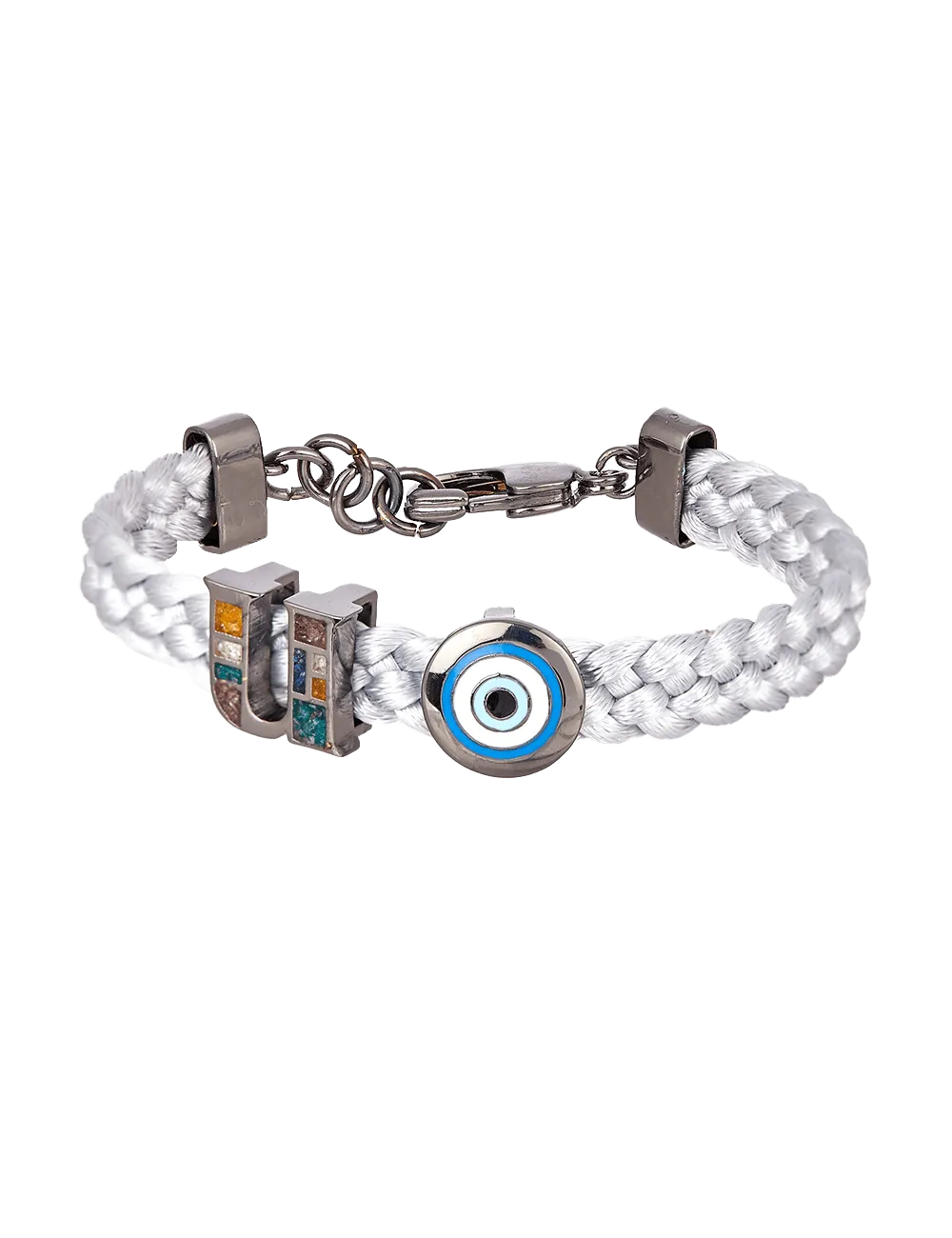 Personalised Unisex Infini Thread of Protego Bracelet - Luna Grey and Gunmetal