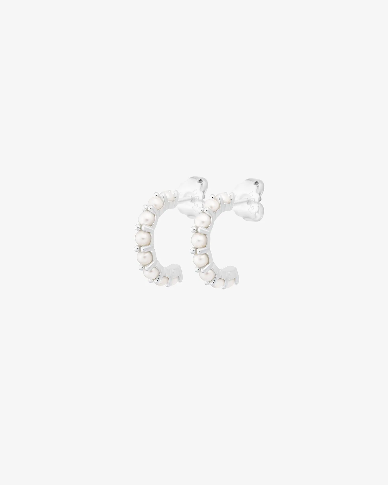 Petite Star pearl hoops silver