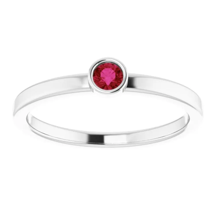 Platinum 3 mm Natural Ruby Ring