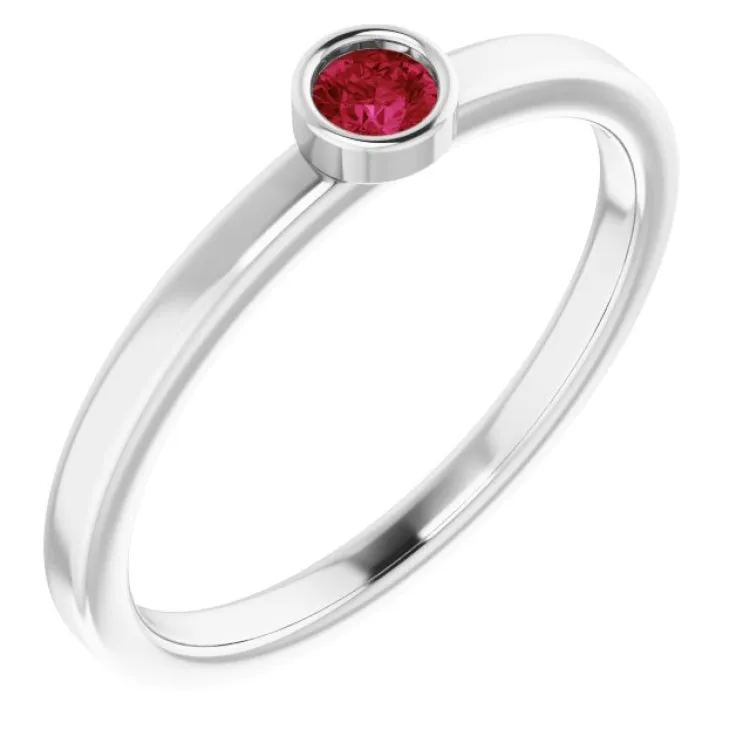 Platinum 3 mm Natural Ruby Ring