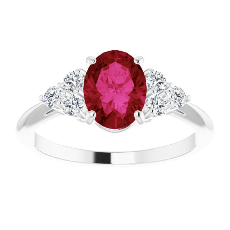 Platinum Lab-Grown Ruby & 1/6 CTW Natural Diamond Ring