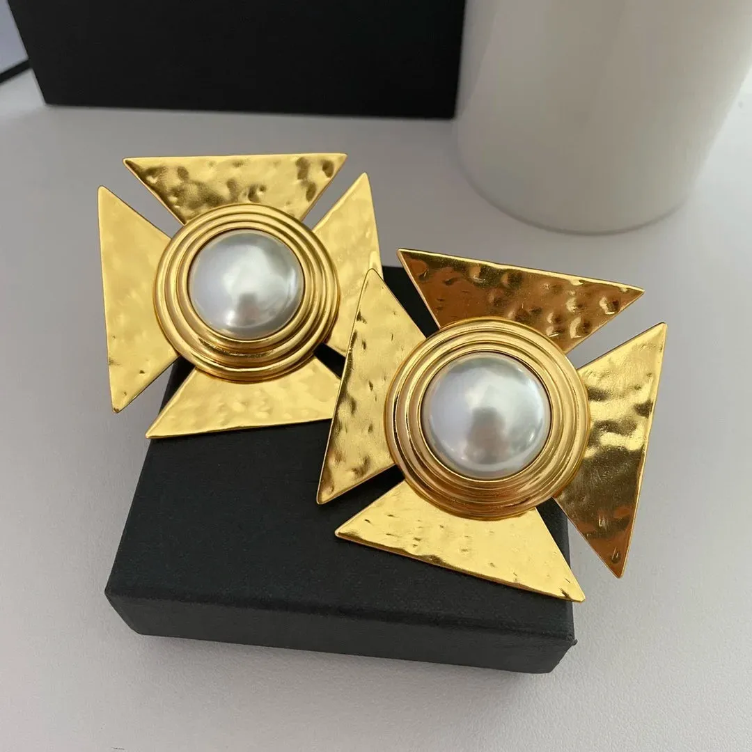 Pre Order:  24KGold-Plated Pearl Large Square Clip Earrings