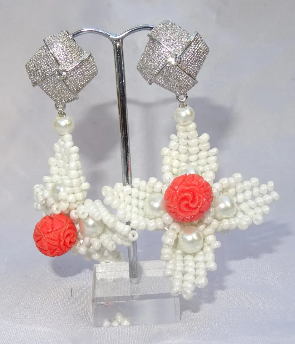 PrestigeApplause Latest Design crystal White with Multi color Coral Beads Bridal Wedding Jewelry Set