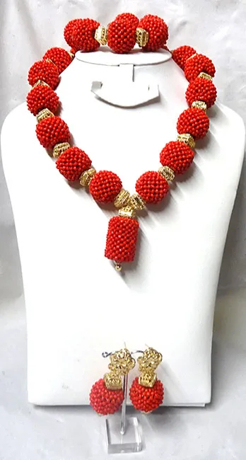 PrestigeApplause Latest Design Red Bridal Party Beads Jewellery Set