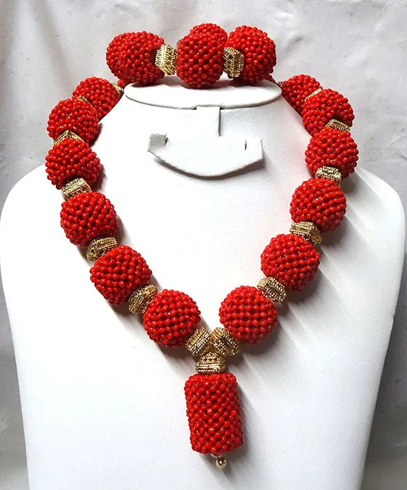 PrestigeApplause Latest Design Red Bridal Party Beads Jewellery Set