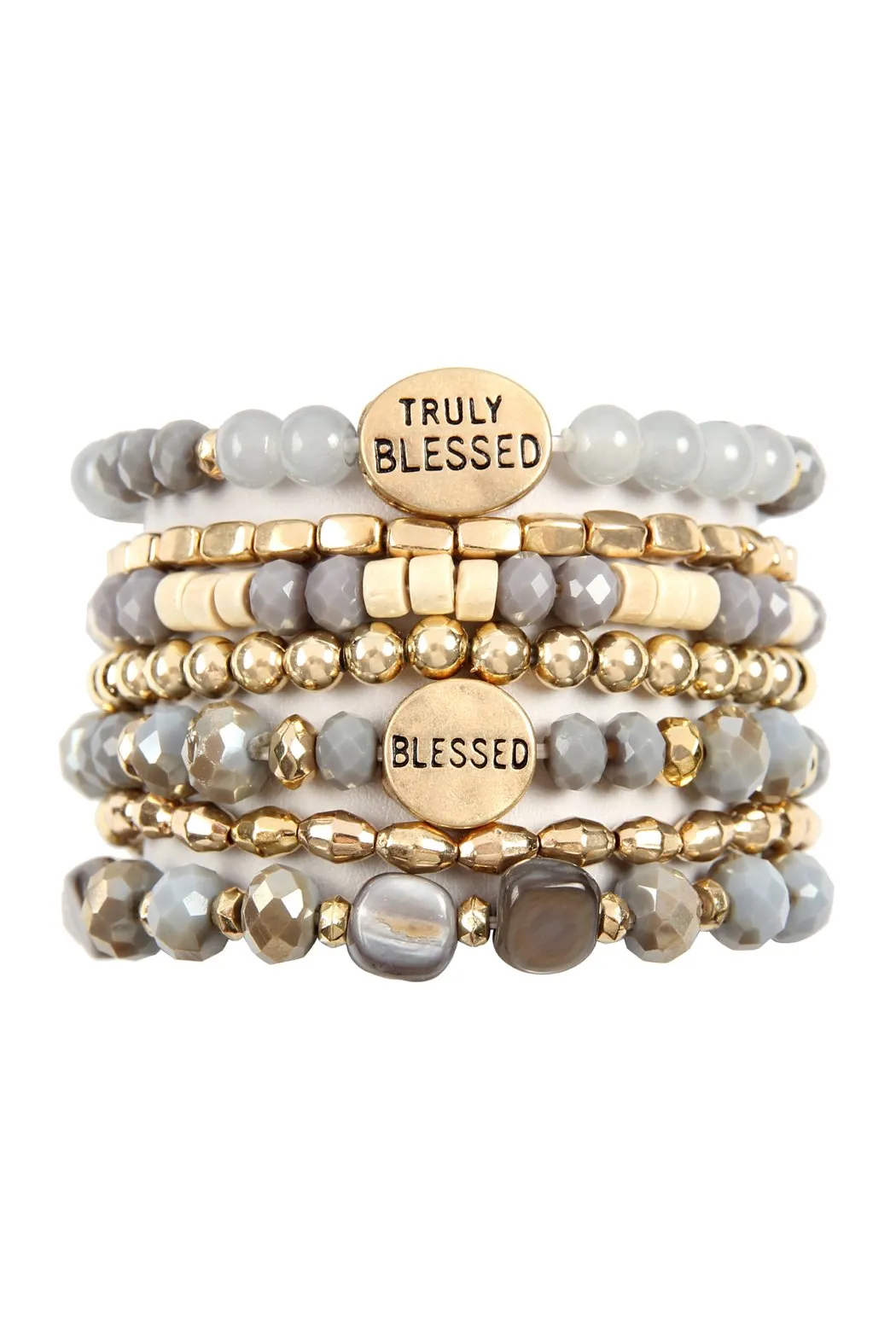 "Truly Blessed" Charm Mix Beads Bracelet