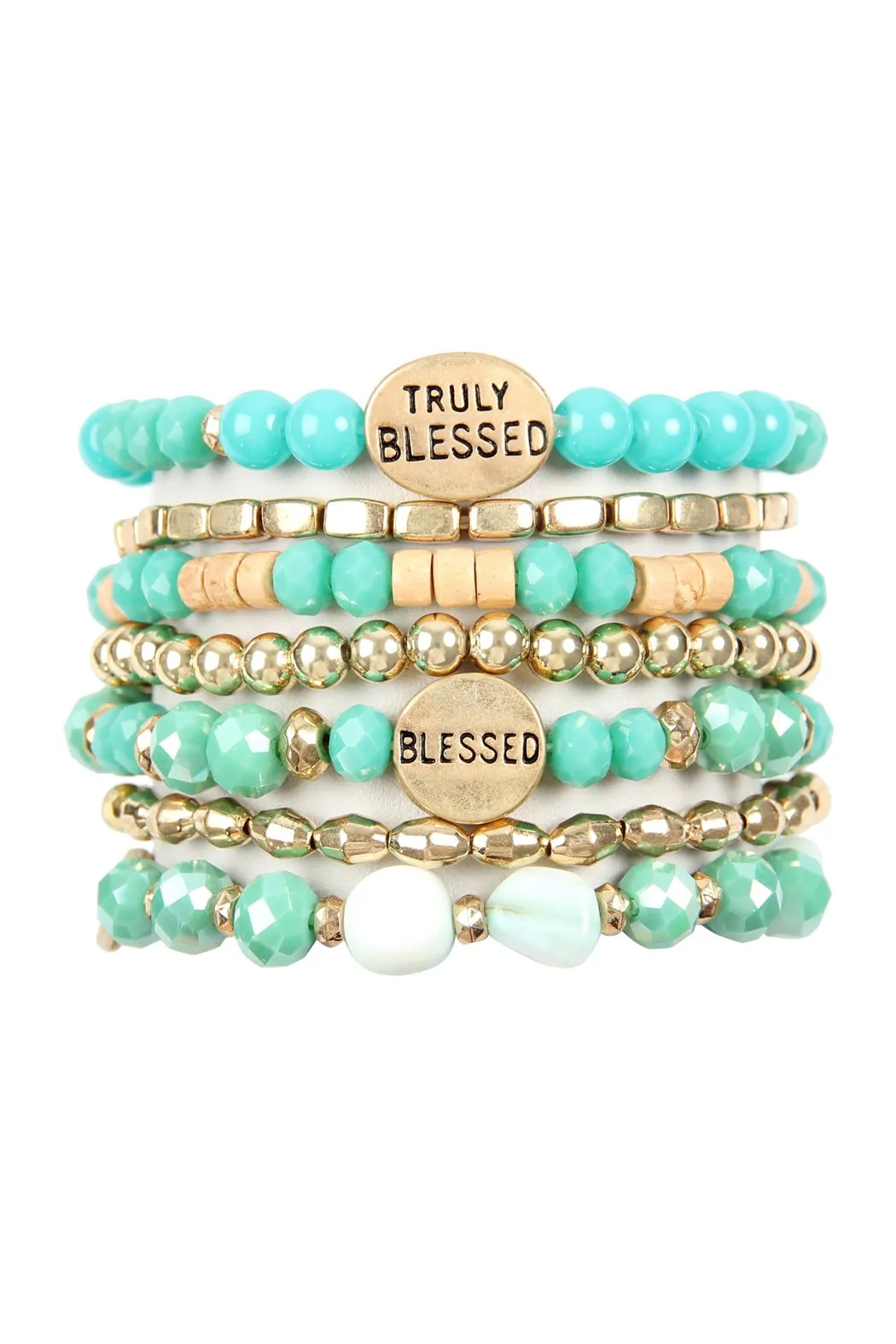 "Truly Blessed" Charm Mix Beads Bracelet