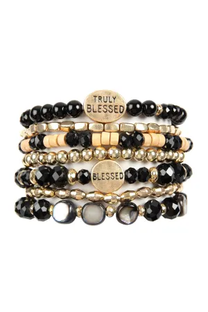 "Truly Blessed" Charm Mix Beads Bracelet