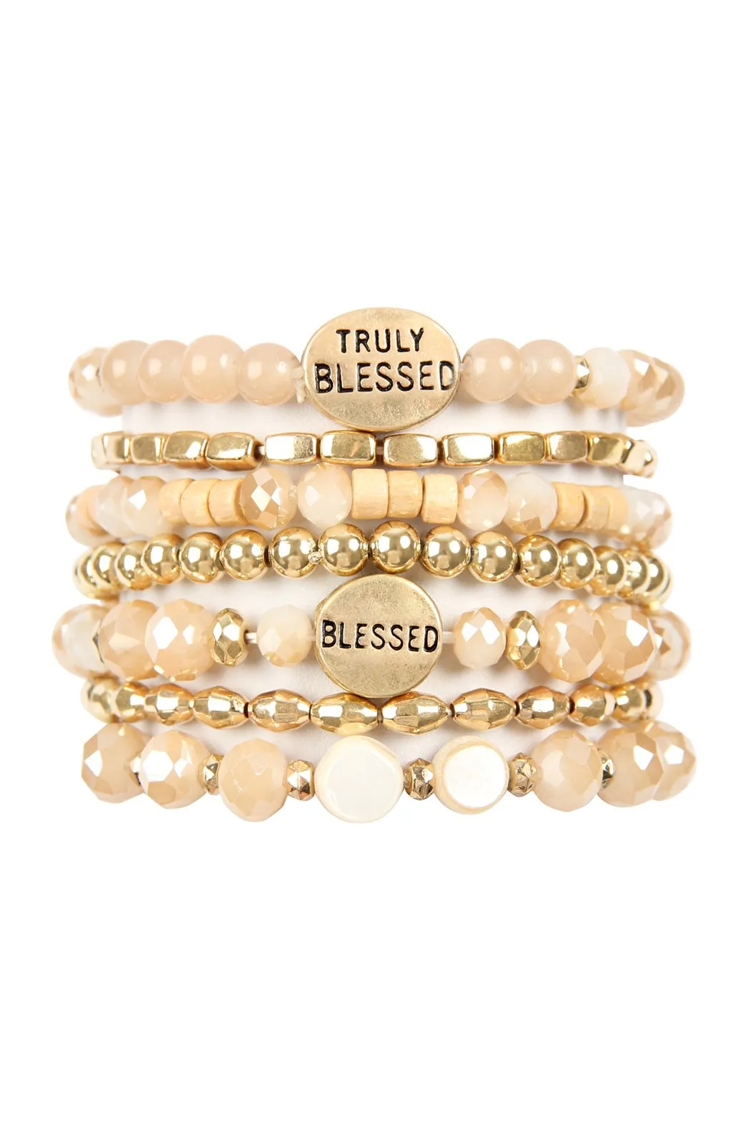 "Truly Blessed" Charm Mix Beads Bracelet