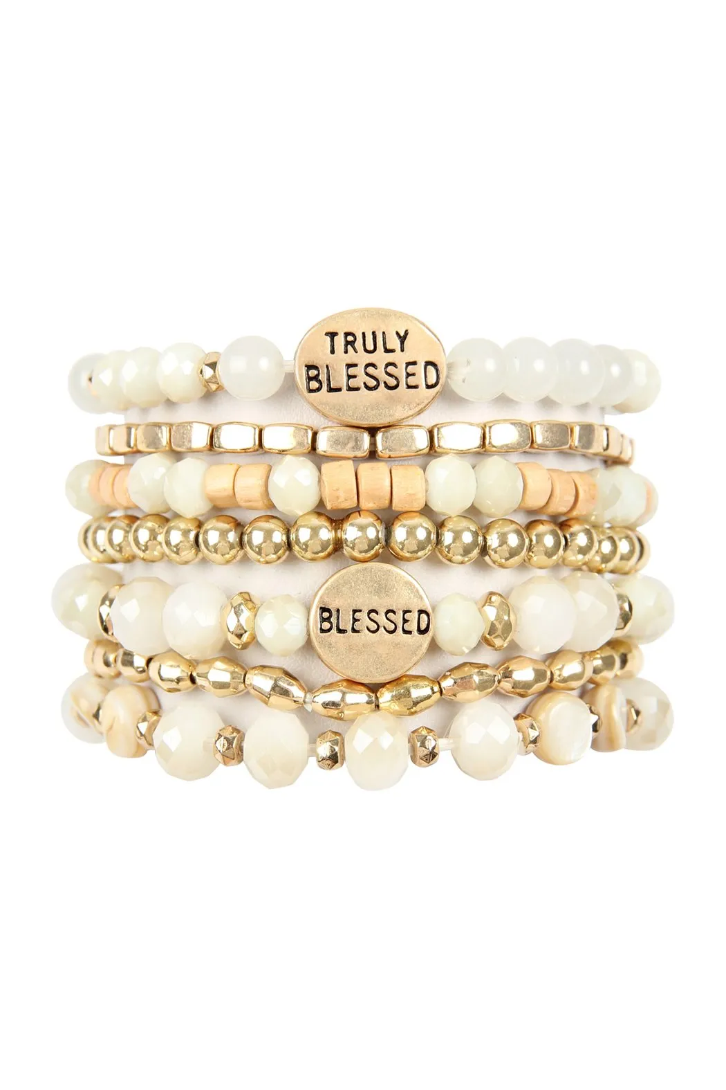 "Truly Blessed" Charm Mix Beads Bracelet