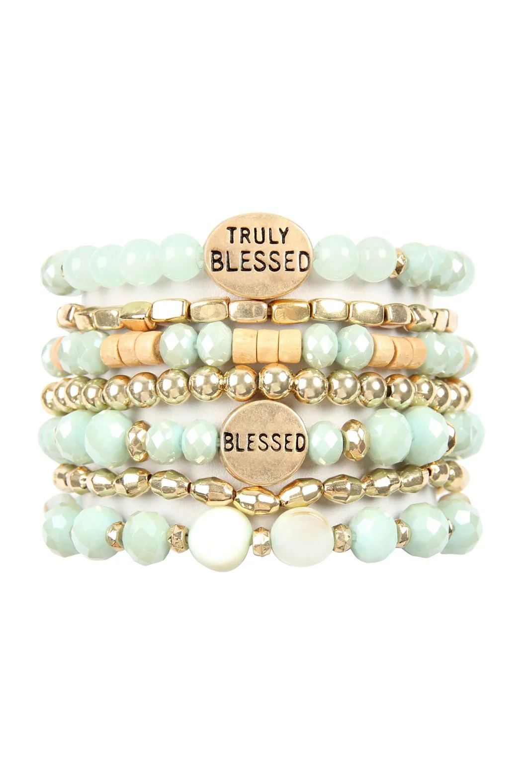 "Truly Blessed" Charm Mix Beads Bracelet