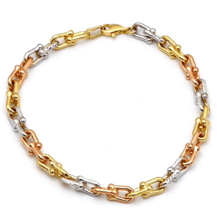 Real Gold 3 Color GZTF Hardware Solid Chain Bracelet 4263-TC BR1471