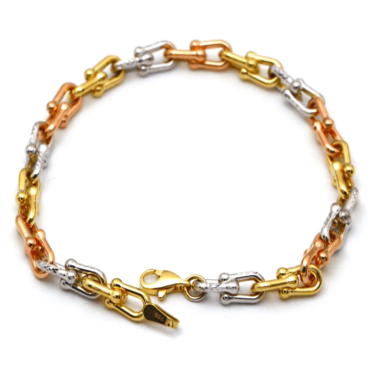 Real Gold 3 Color GZTF Hardware Solid Chain Bracelet 4263-TC BR1471