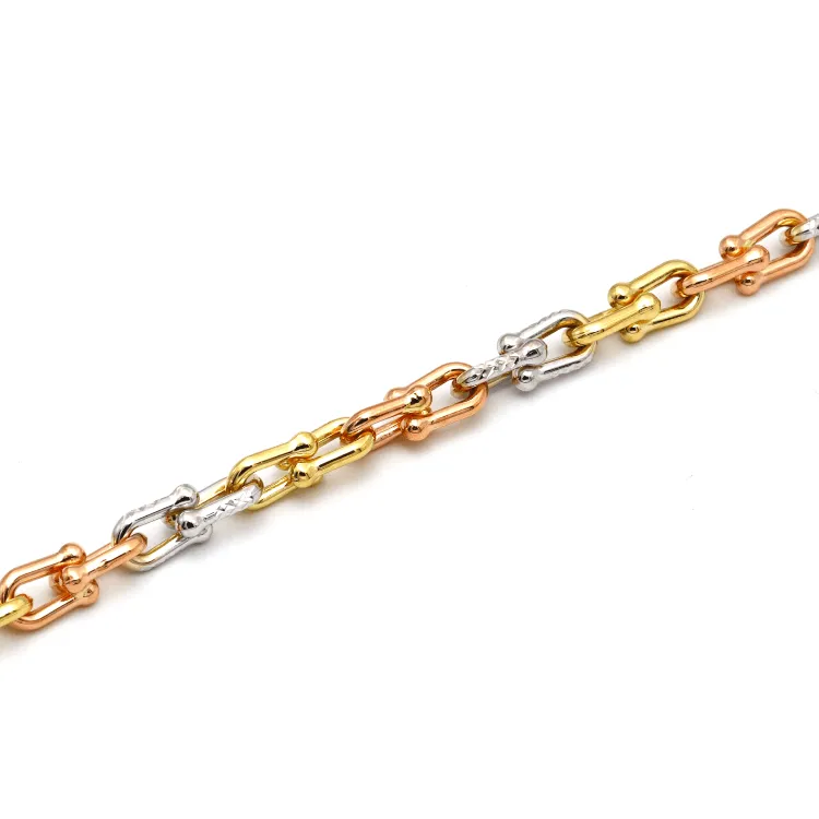 Real Gold 3 Color GZTF Hardware Solid Chain Bracelet 4263-TC BR1471