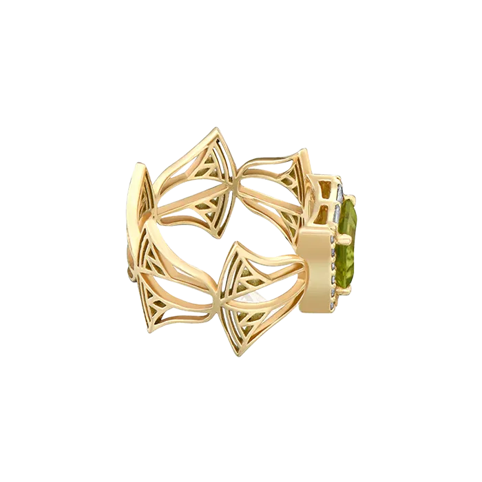 Rebirth Peridot with Diamond Baguette Ring