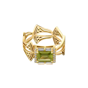 Rebirth Peridot with Diamond Baguette Ring