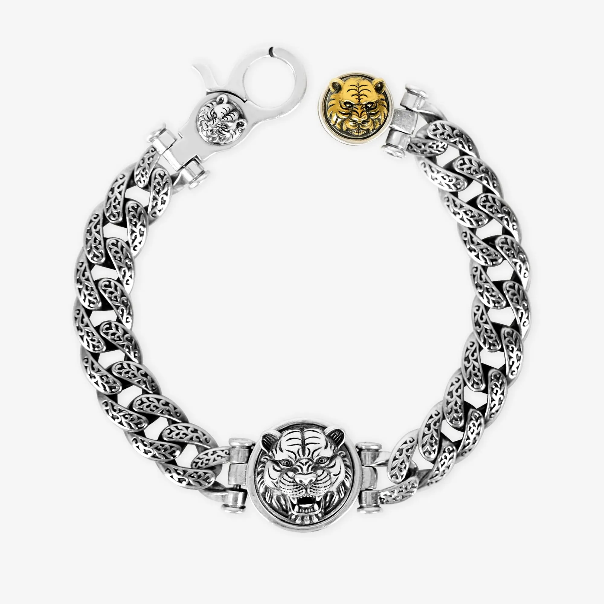 Roaring Desire Curb Link Silver Bracelet