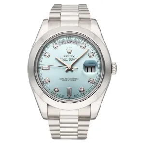 Rolex Day-Date II 218206 Ice Blue Diamond Platinum 41mm President Bracelet usd 2013