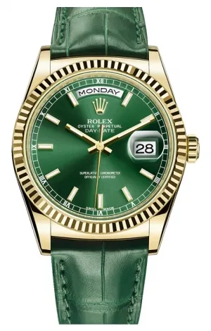 Rolex - Day-Date President Yellow Gold - Fluted Bezel - Leather