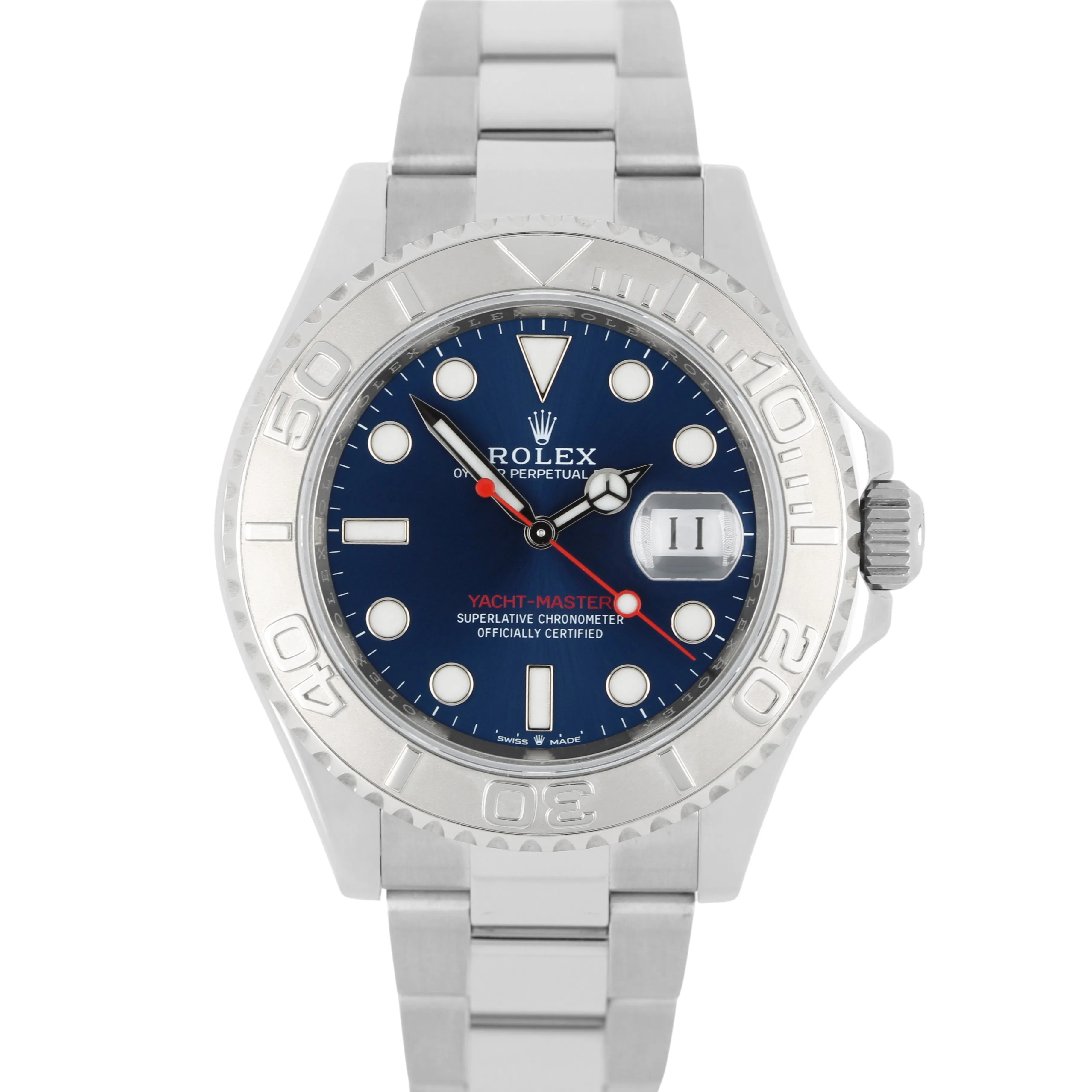 Rolex Yacht-Master Stainless Steel Platinum Bezel Blue 40mm 126622 Oyster Watch