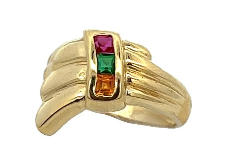 Ruby, Emerald & Citrine 18ct Yellow Gold Ring