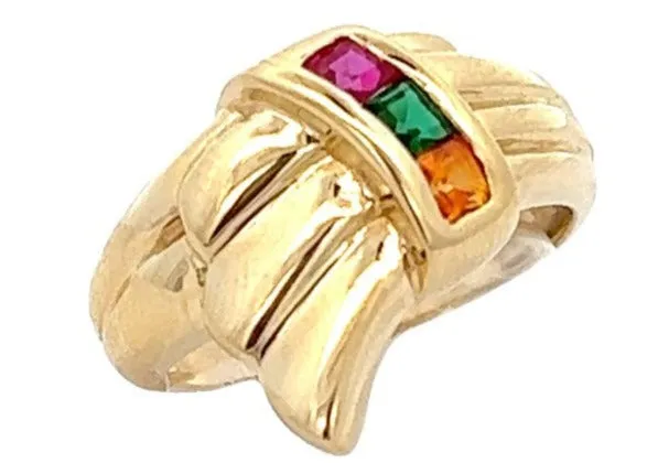 Ruby, Emerald & Citrine 18ct Yellow Gold Ring