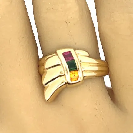 Ruby, Emerald & Citrine 18ct Yellow Gold Ring