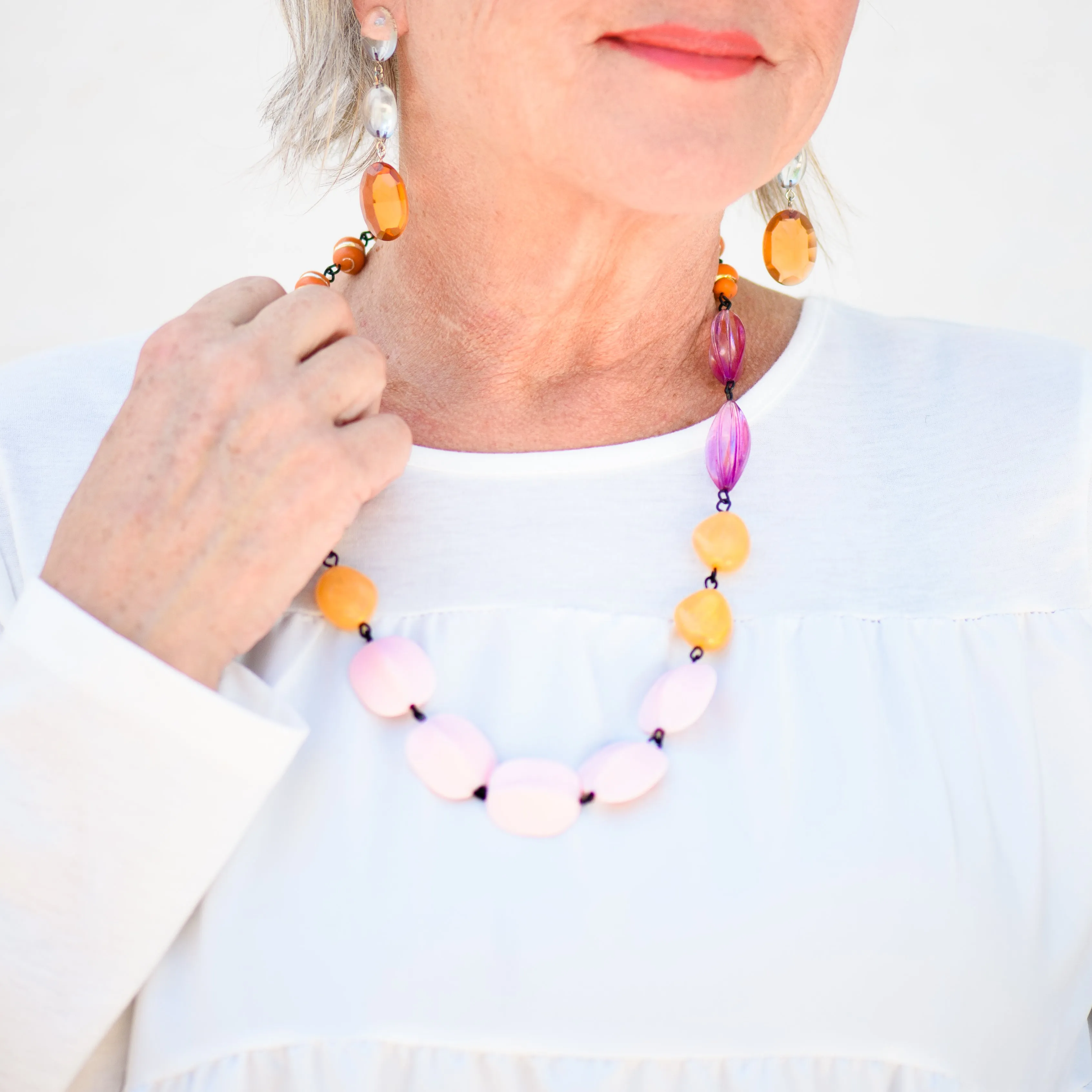 Rusted Peach Beaded Carmen Necklace