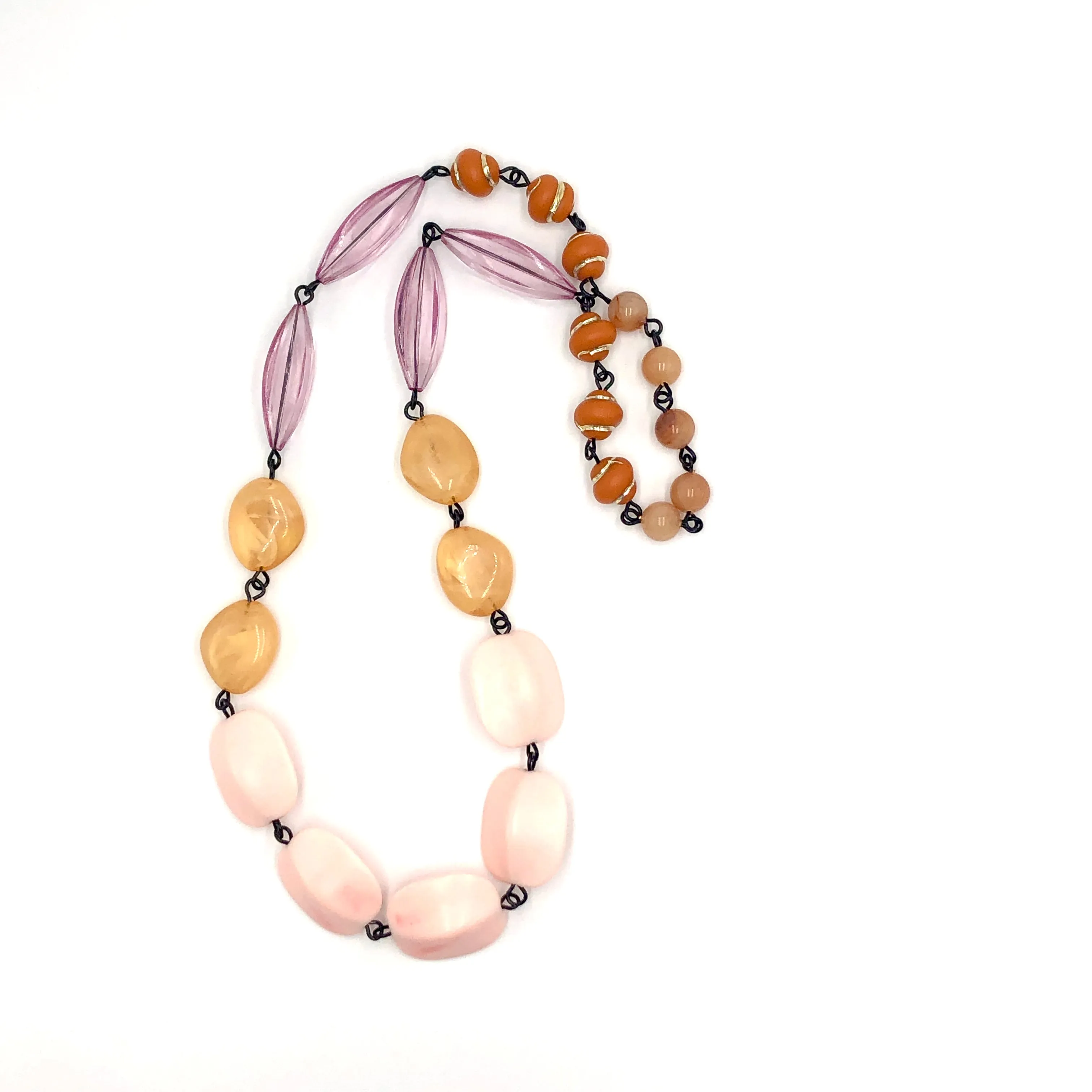 Rusted Peach Beaded Carmen Necklace