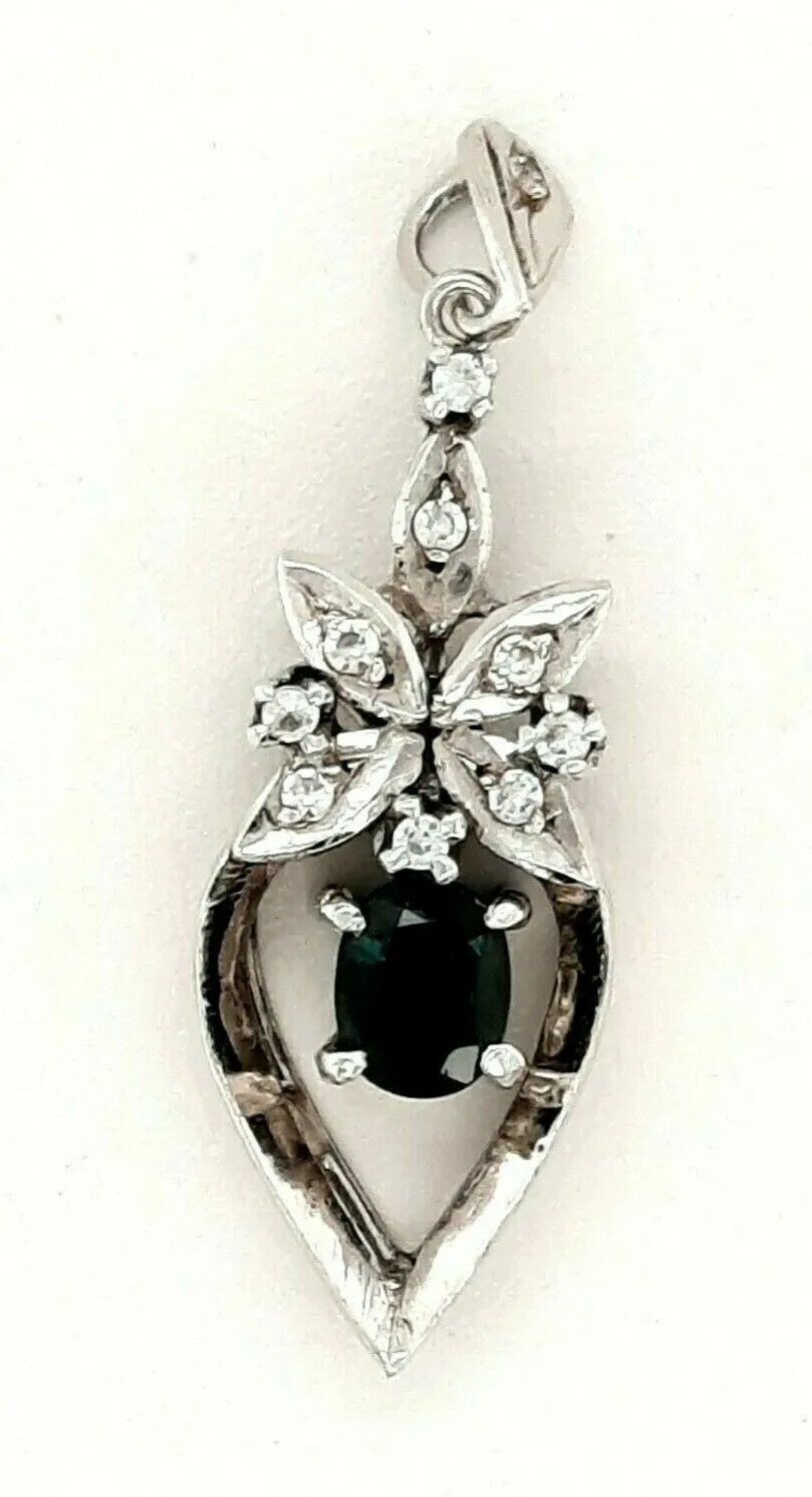 Sapphire & Spinel Sterling Silver Pendant