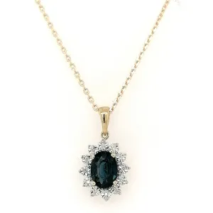 Sapphire and Diamond Cluster Pendant