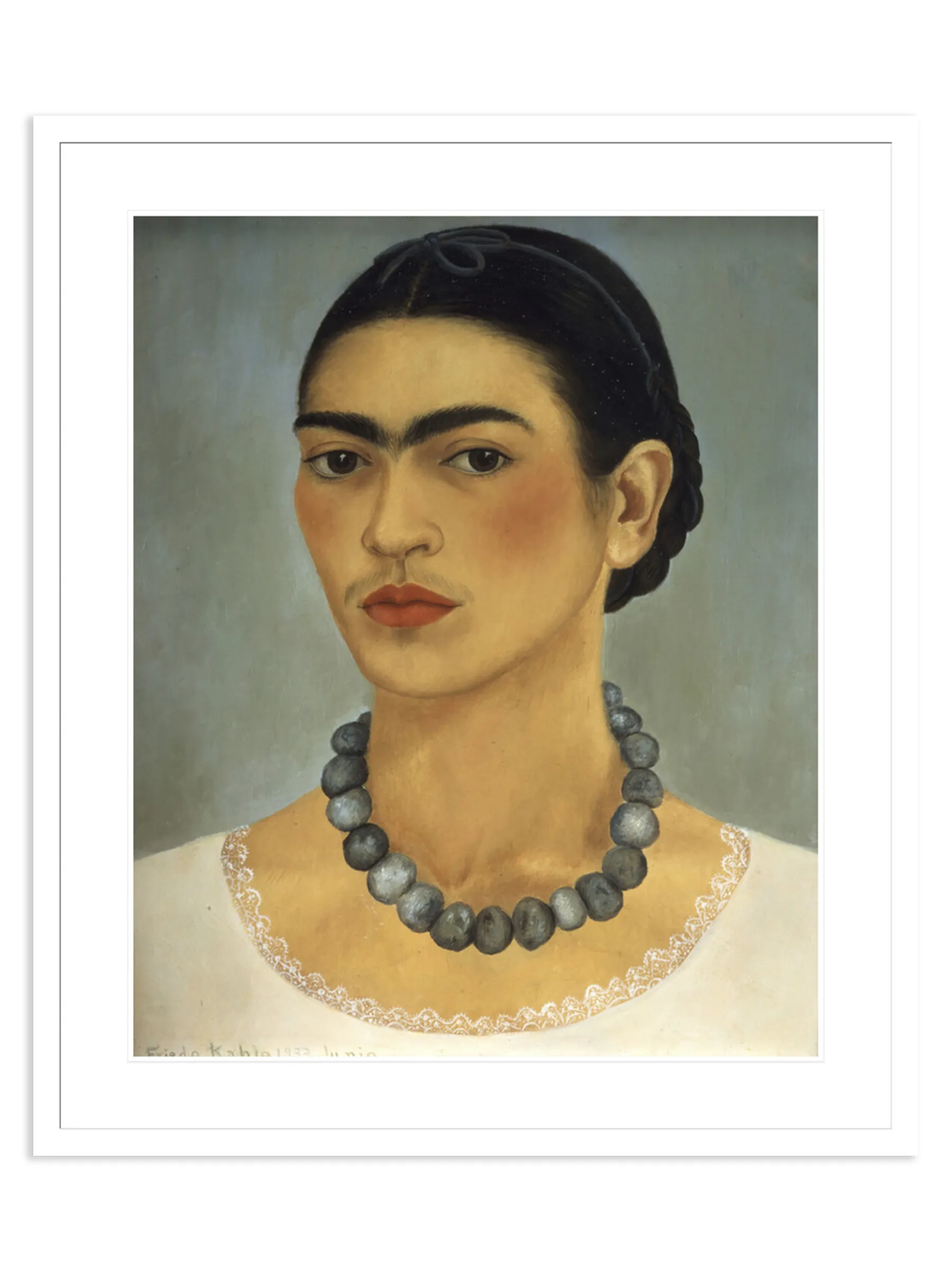 Self-Portrait with Necklace Print by Frida Kahlo