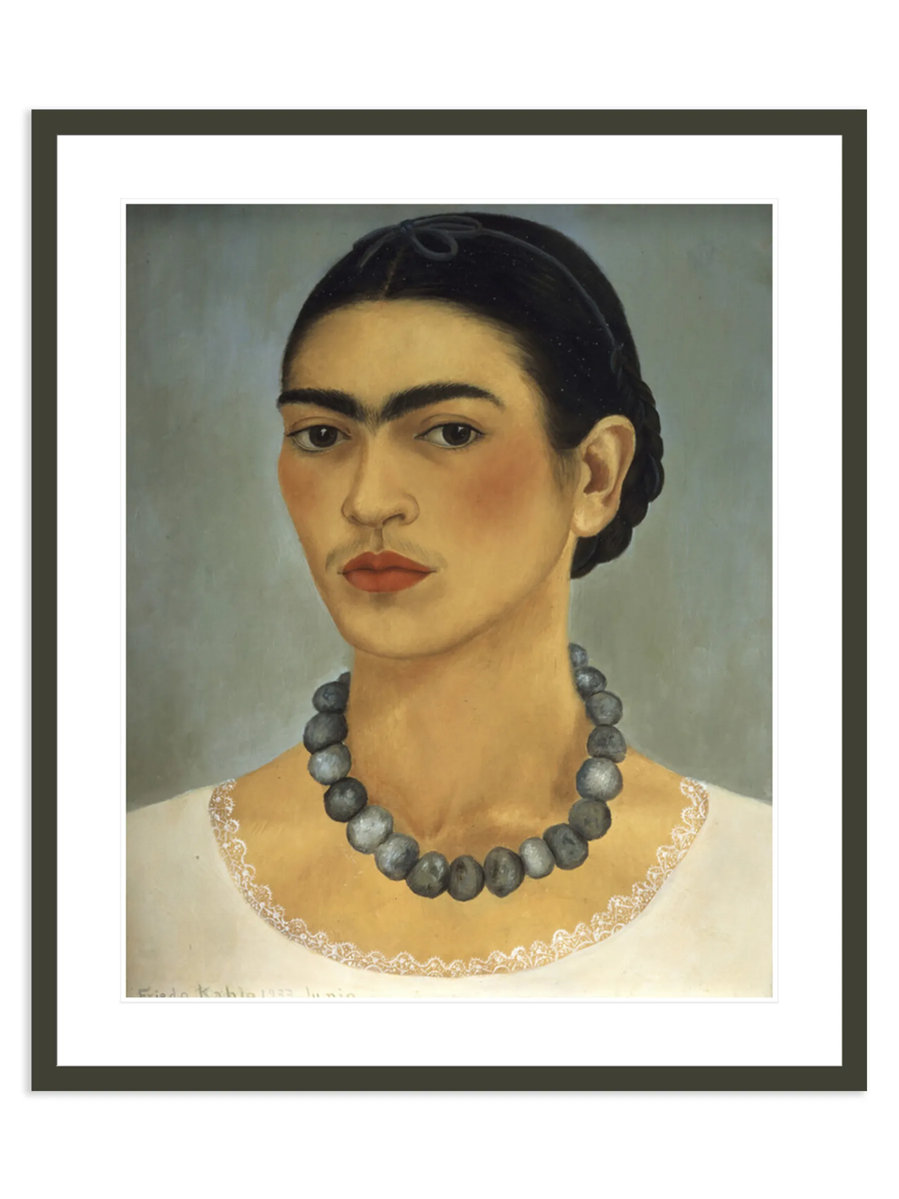 Self-Portrait with Necklace Print by Frida Kahlo