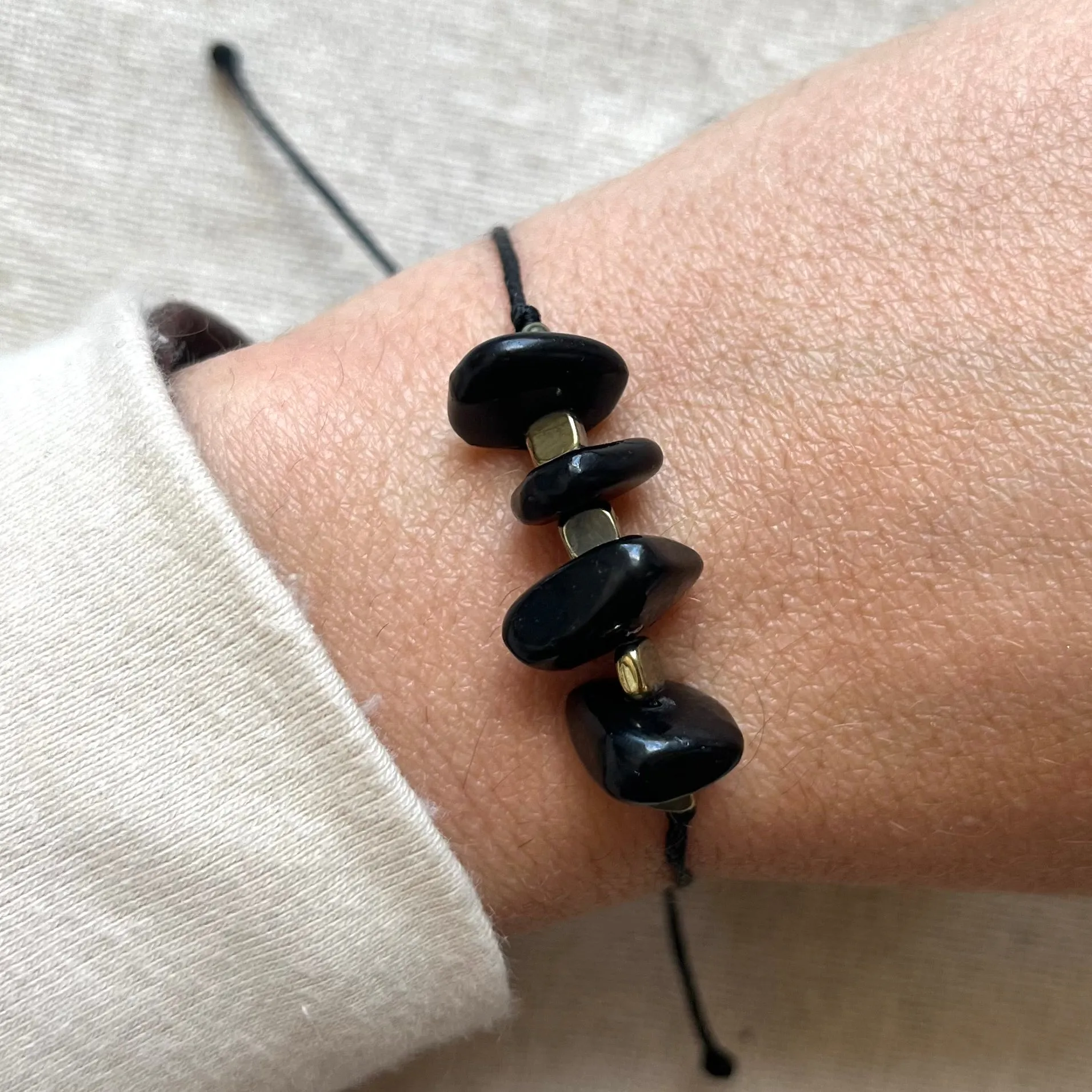 Shungite & Hematite Cord Bracelet