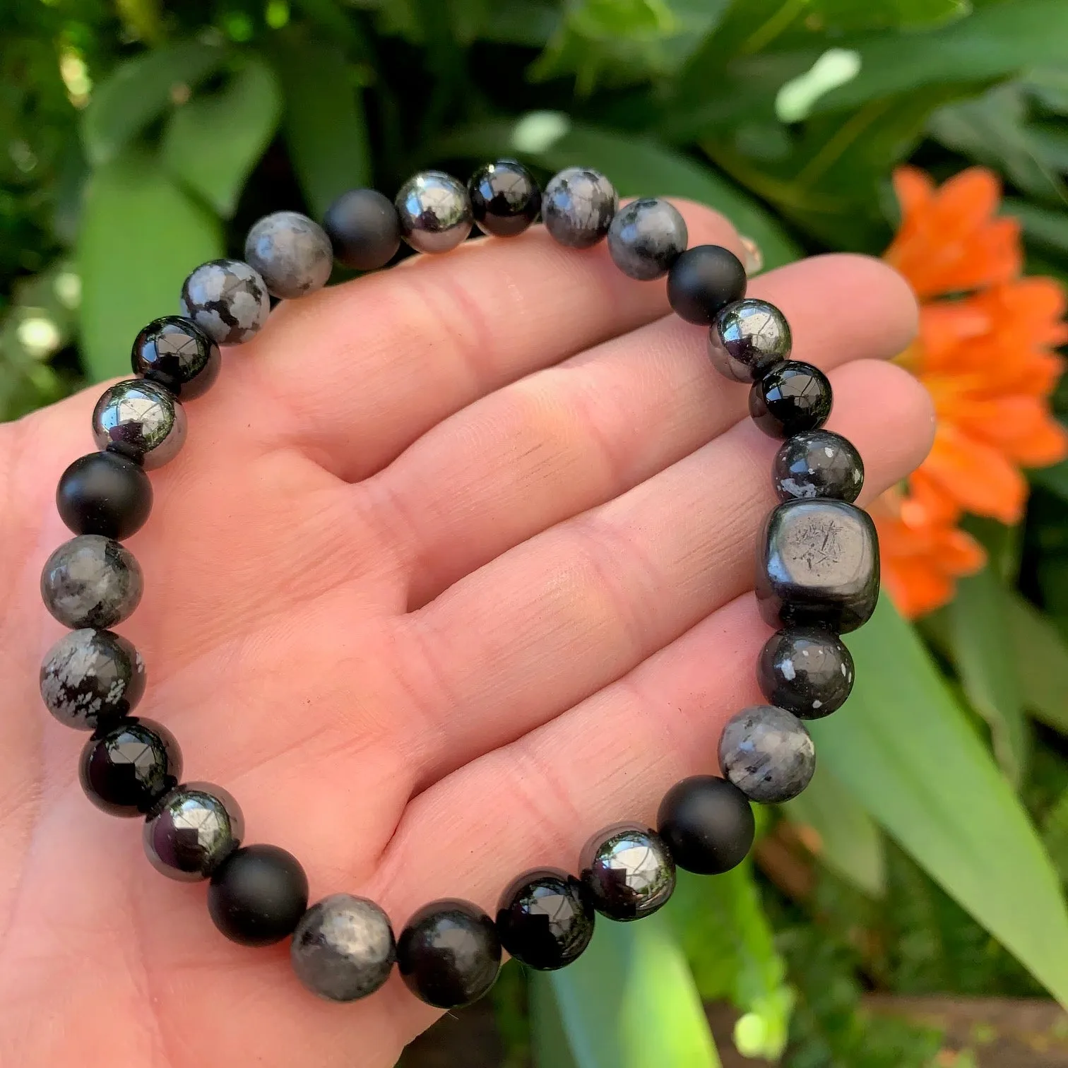 Shungite Amplified Chakra Bracelet PROTECTION / BOUNDARIES ~ Large  [#26]