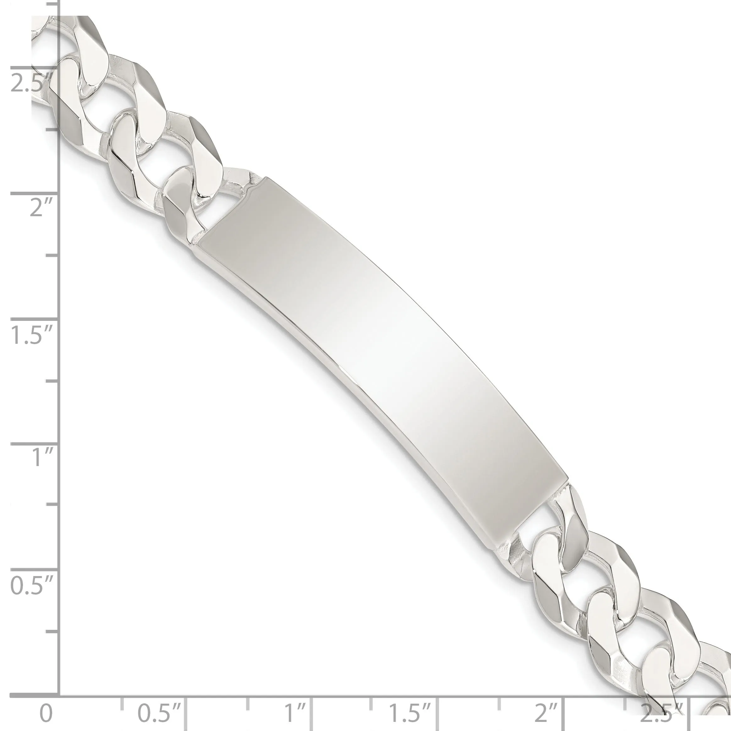 Silver Polished Curb Link ID 7.50 inch Bracelet