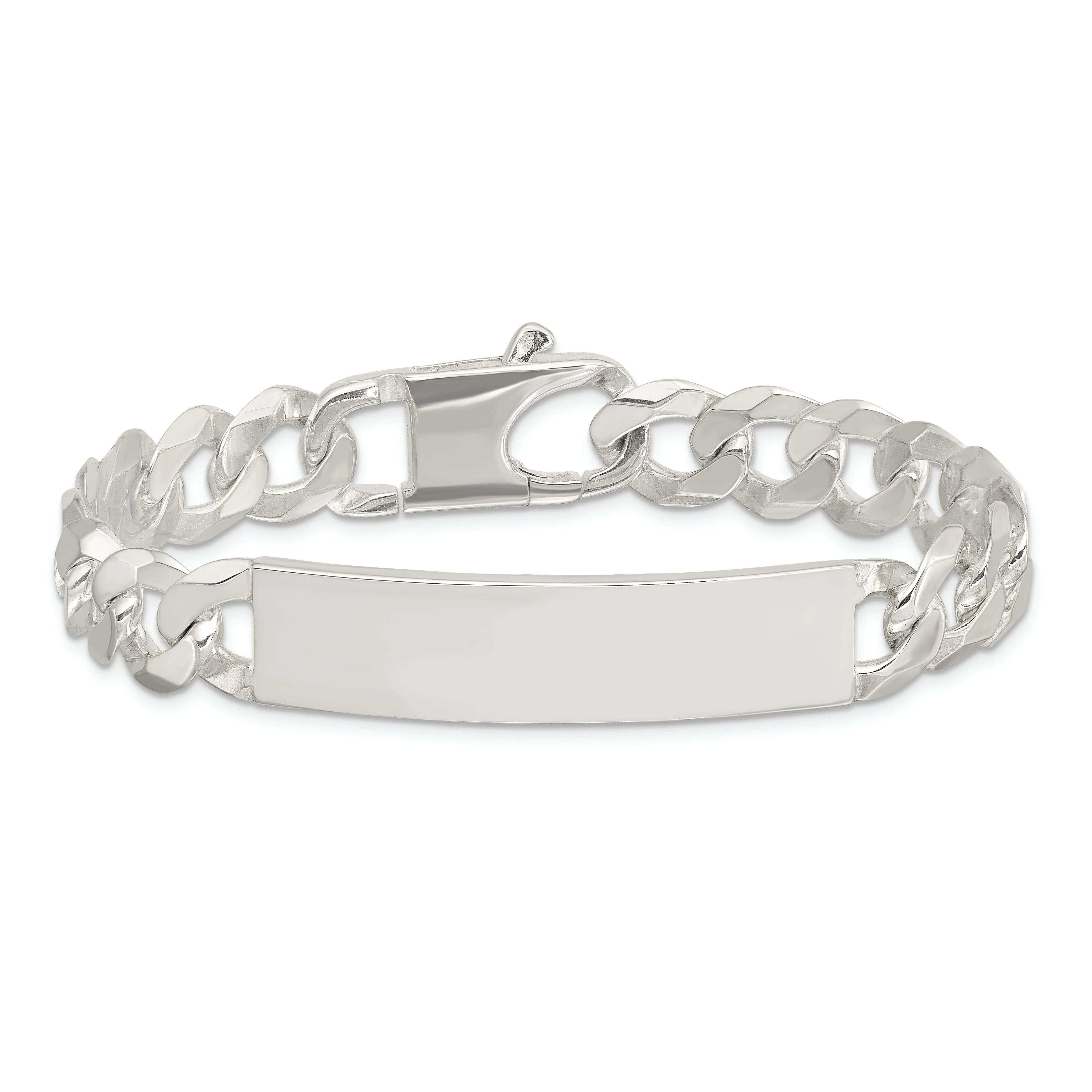 Silver Polished Curb Link ID 7.50 inch Bracelet