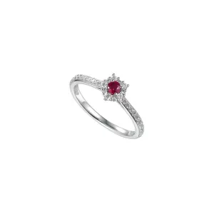 Silver ruby classico cluster ring with cz's