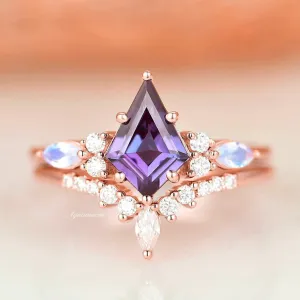 Skye Alexandrite & Moonstone Ring Set- 14K Rose Gold Vermeil