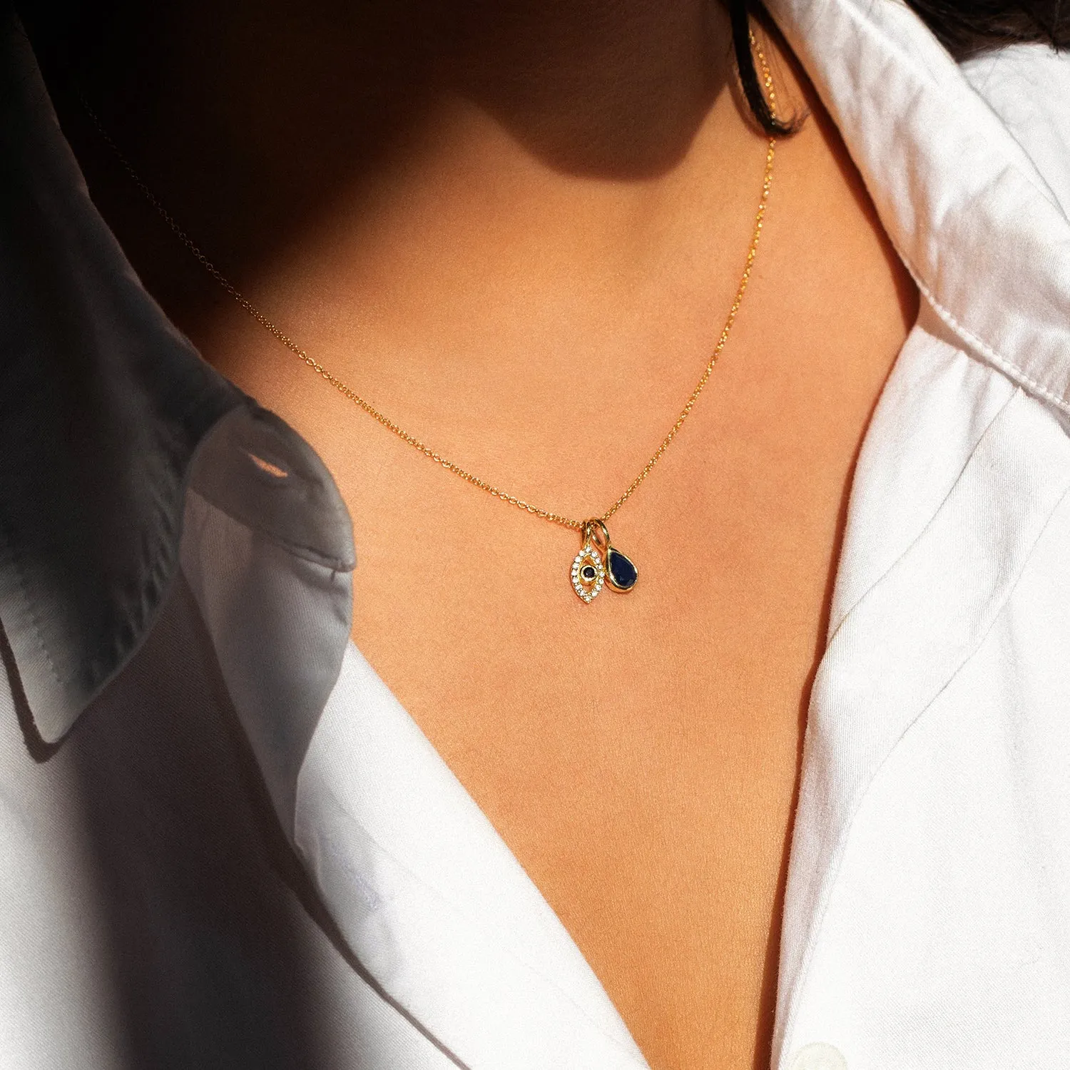 Small Teardrop Gem Charm | Blue Sapphire