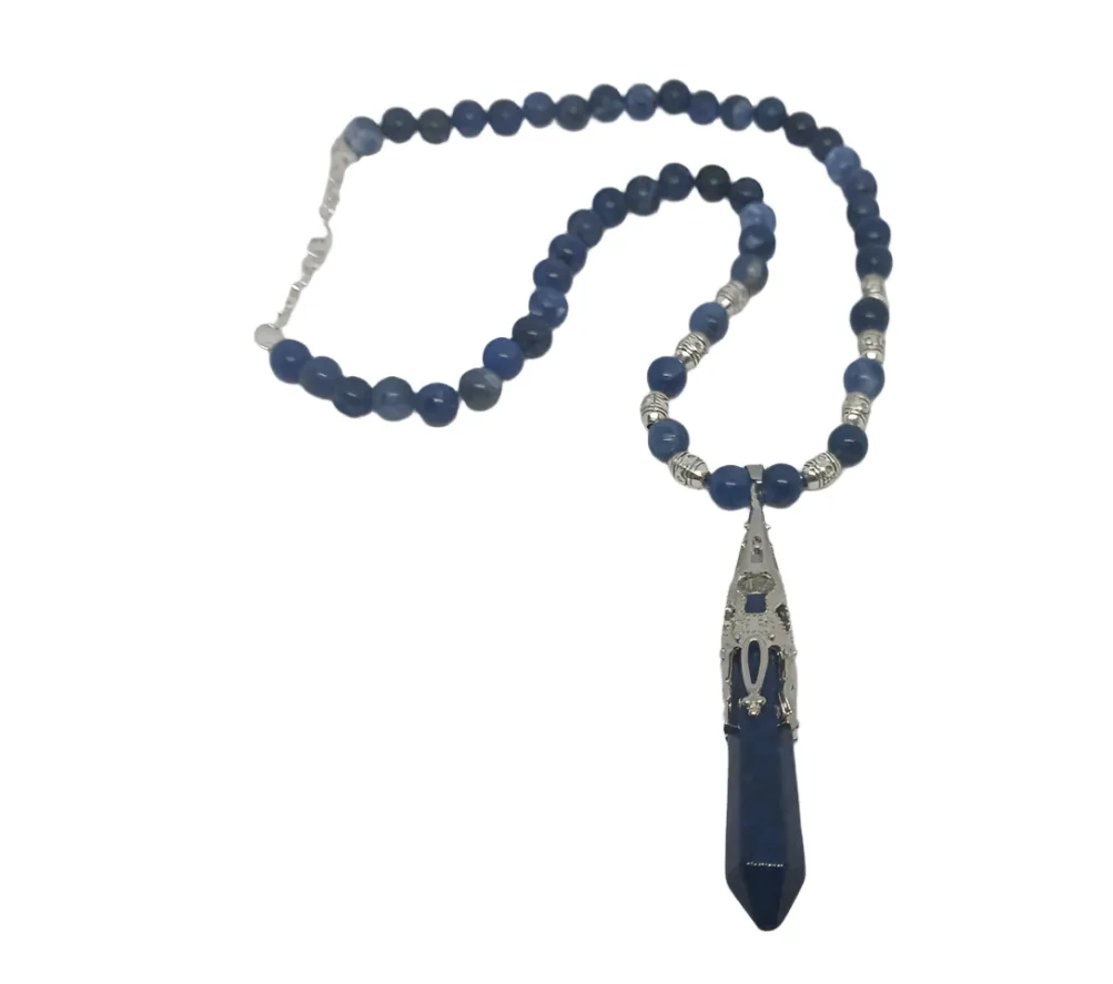 Sodalite Crystal Point Pendant Necklace