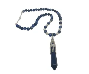 Sodalite Crystal Point Pendant Necklace