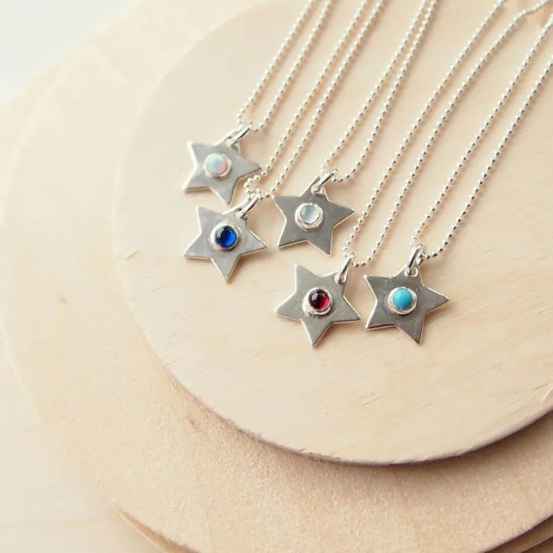 Star Charm Birthstone Necklace - Choose your Birthstone