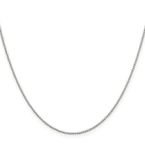 Sterling Silver 1.55 mm Solid Beaded Chain with Jump Ring 18 in