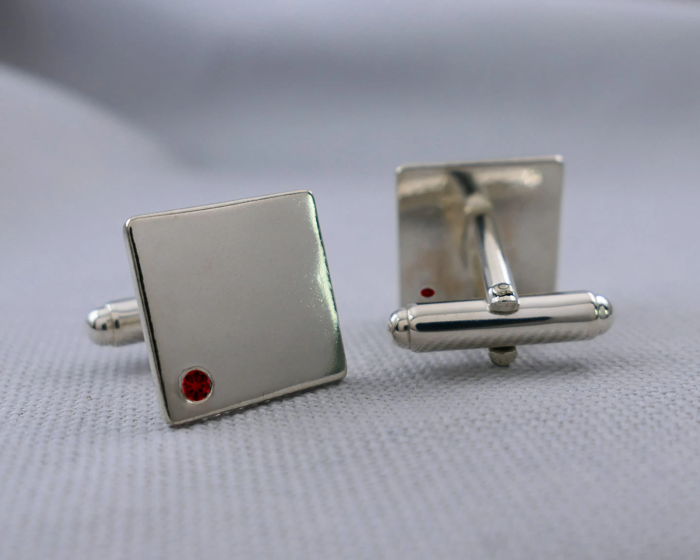 Sterling Silver Ruby Cuff Links